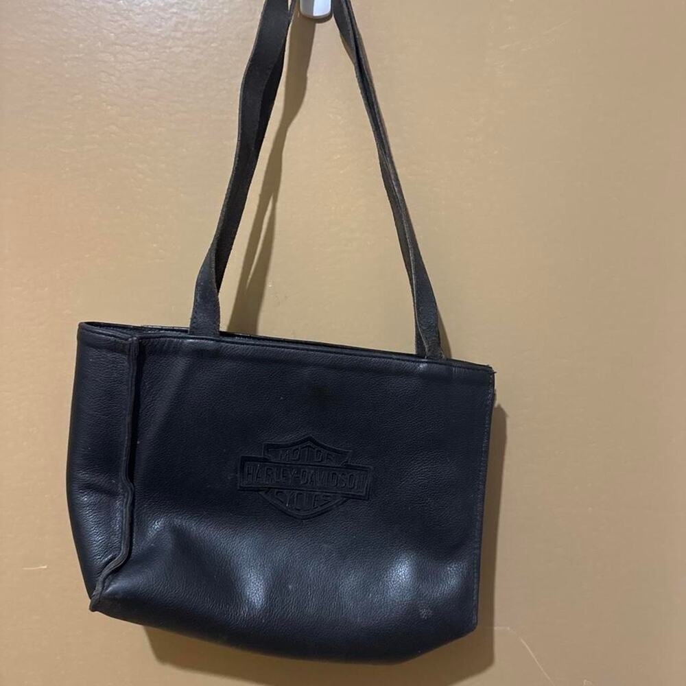 Black leather harley davidson tote